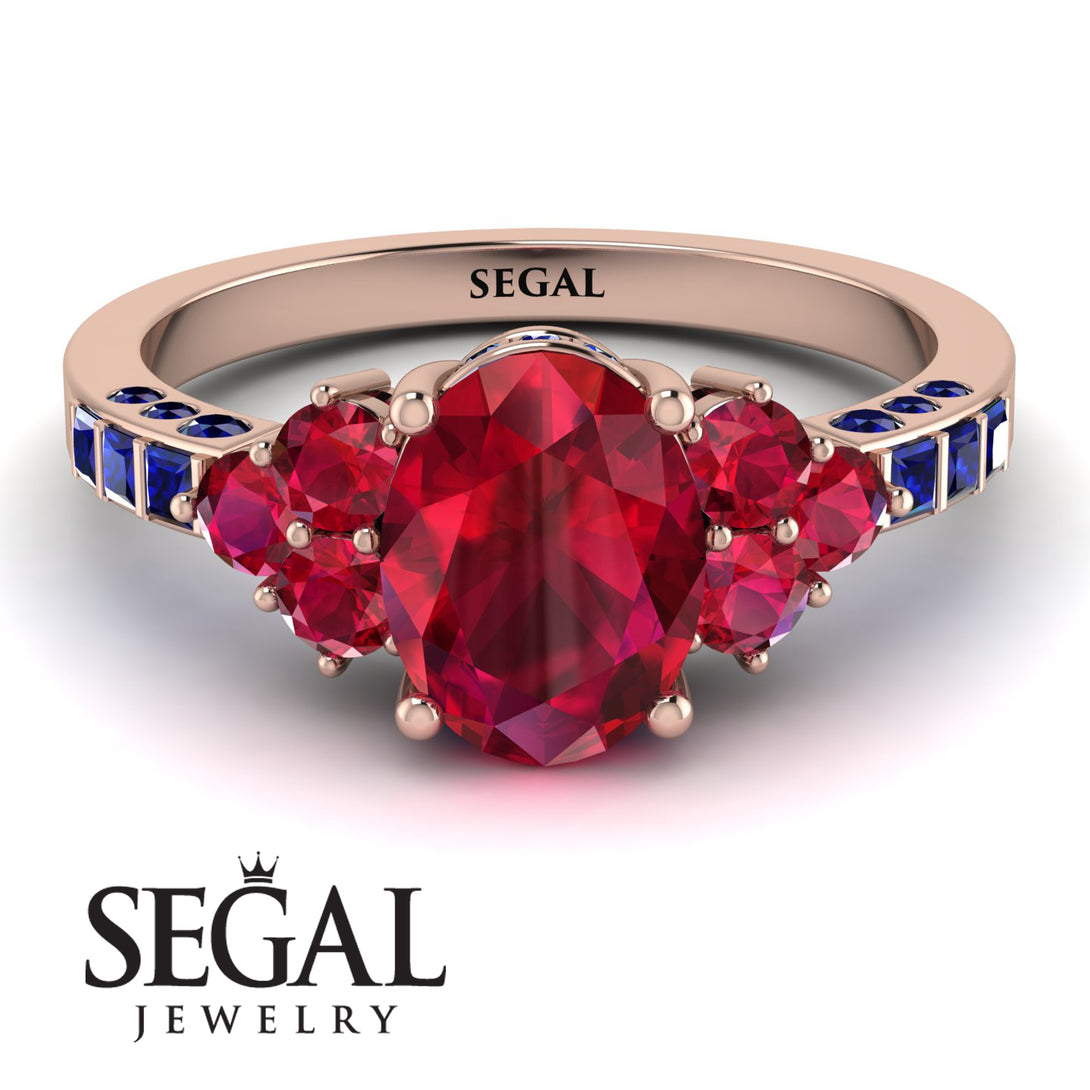 Oval Glamorous Ruby Engagement Ring - Mariah No. 71