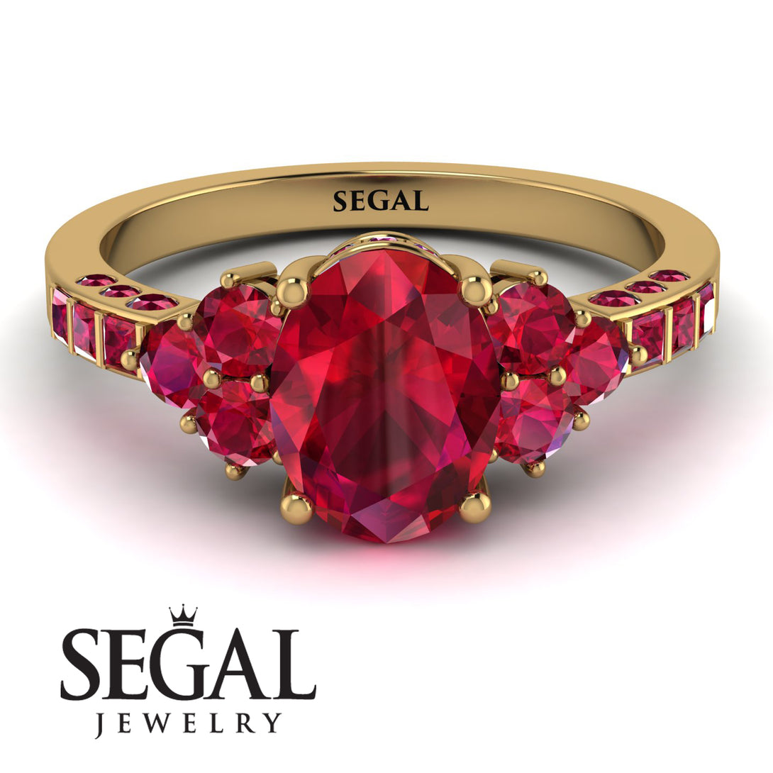 Oval Glamorous Ruby Engagement Ring - Mariah No. 55