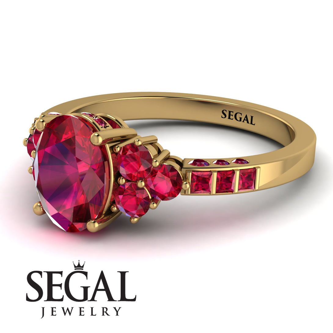 Oval Glamorous Ruby Engagement Ring - Mariah No. 55