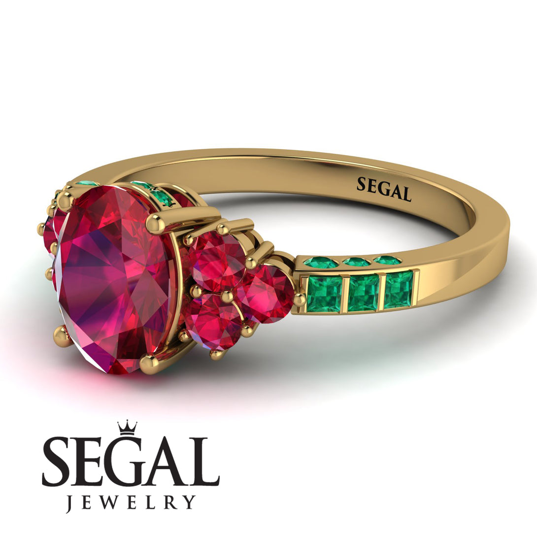 Oval Glamorous Ruby Engagement Ring - Mariah No. 25