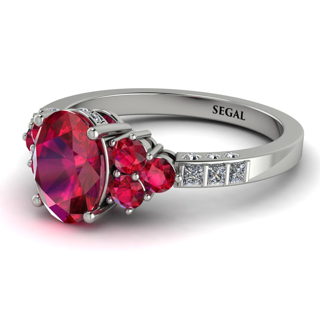 Oval Glamorous Ruby Engagement Ring - Mariah No. 12