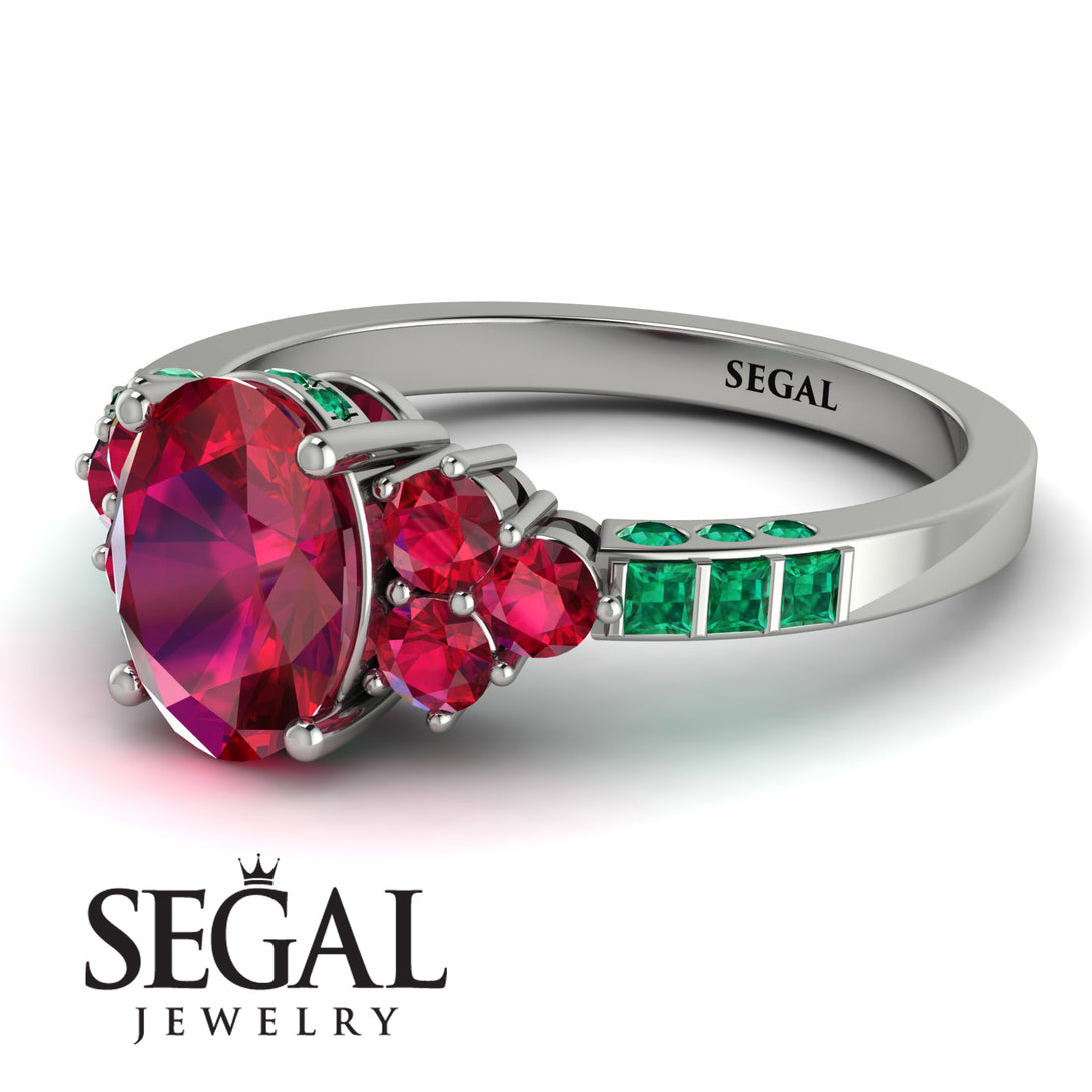 Oval Glamorous Ruby Engagement Ring - Mariah No. 27