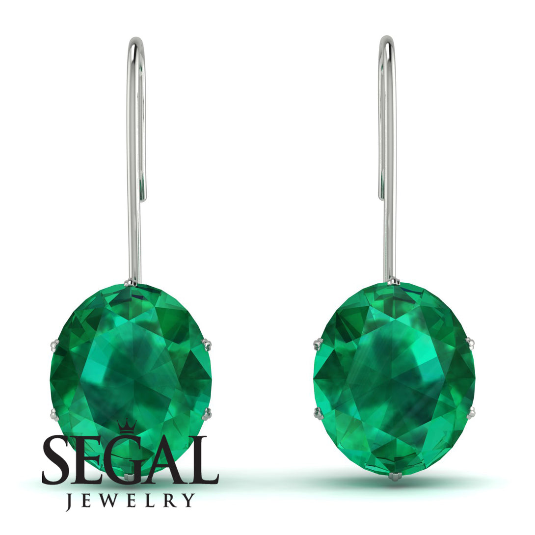Oval Hidden Halo Emerald Earrings - Gemma No. 6
