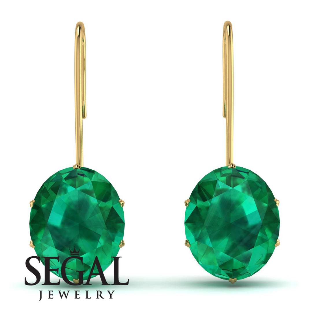 Oval Hidden Halo Emerald Earrings - Gemma No. 64