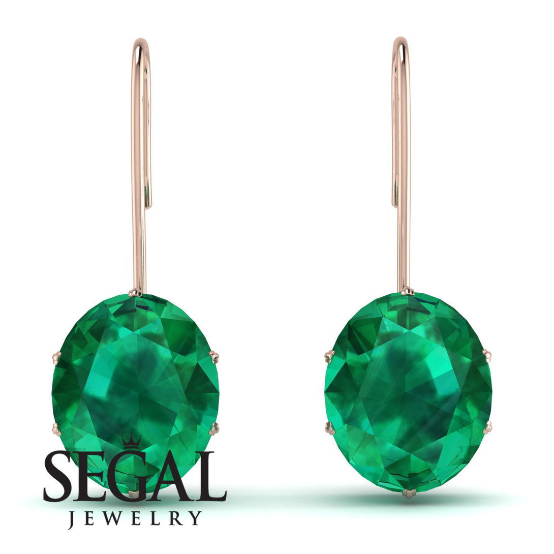 Oval Hidden Halo Emerald Earrings - Gemma No. 50