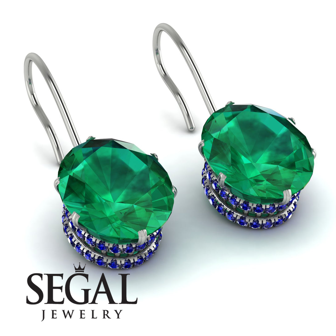 Oval Hidden Halo Emerald Earrings - Gemma No. 66
