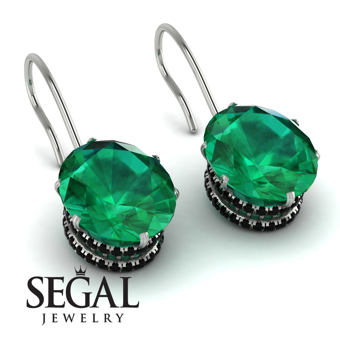 Oval Hidden Halo Emerald Earrings - Gemma No. 36