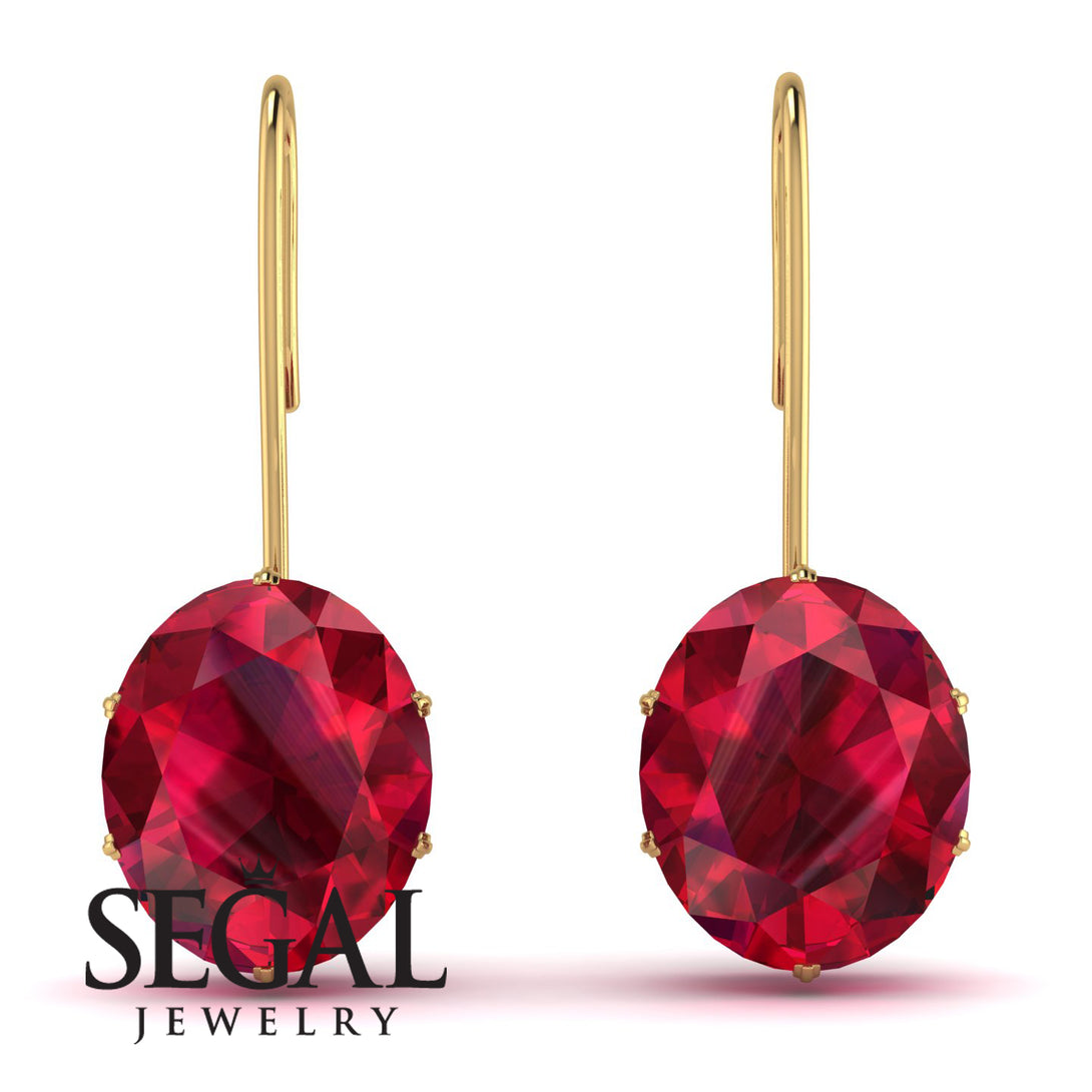 Oval Hidden Halo Ruby Earrings - Gemma No. 40