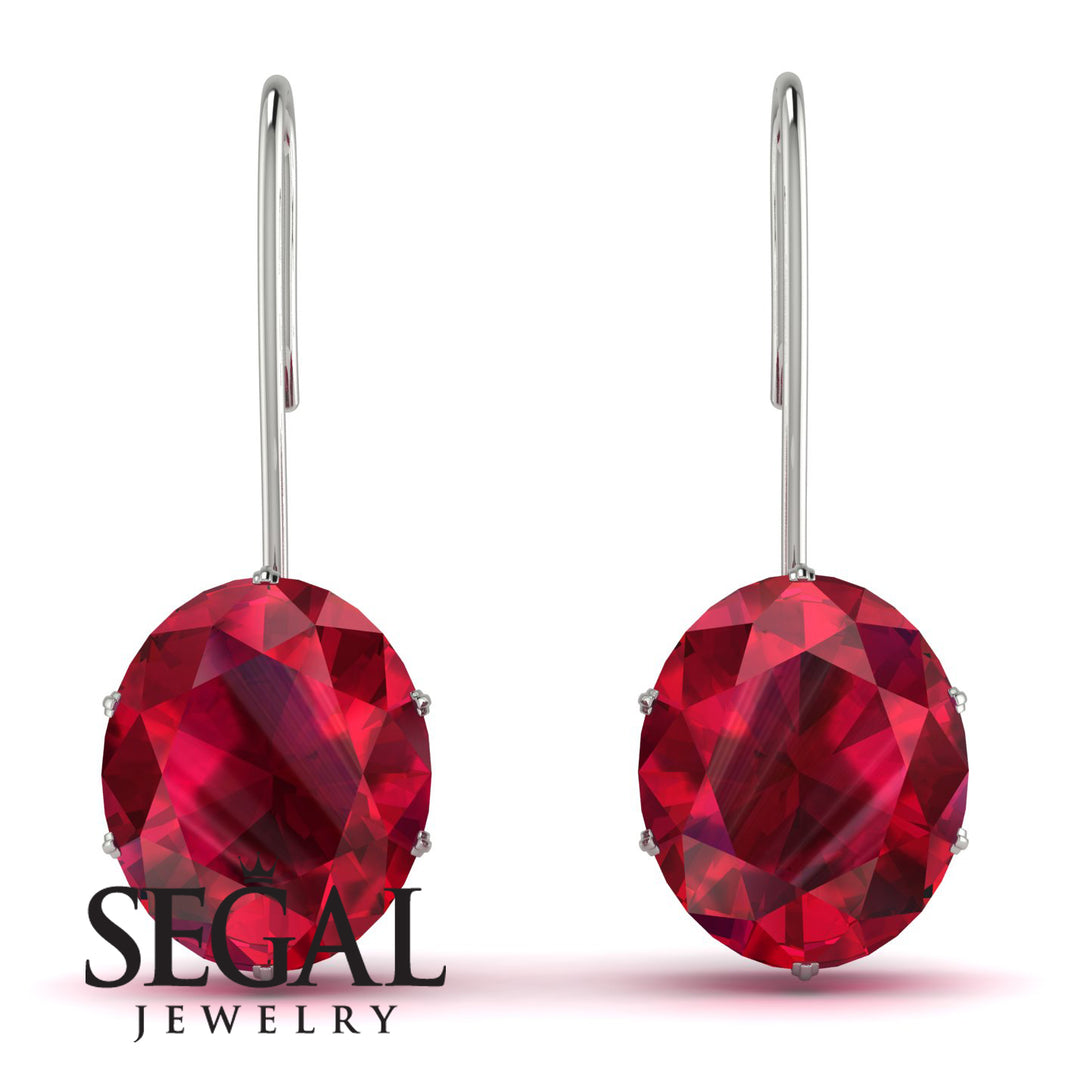Oval Hidden Halo Ruby Earrings - Gemma No. 57