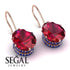 Oval Hidden Halo Ruby Earrings - Gemma No. 71