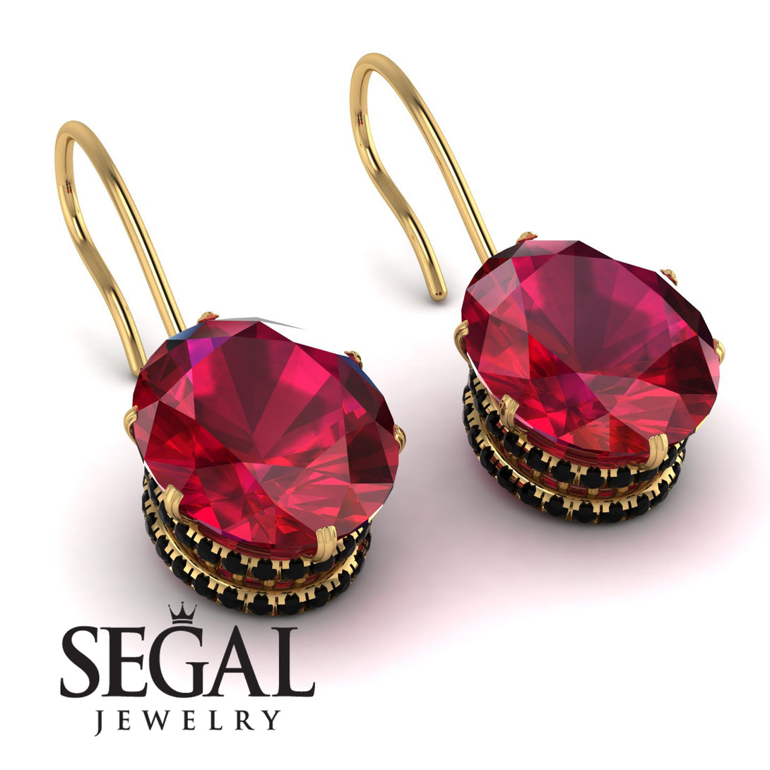 Oval Hidden Halo Ruby Earrings - Gemma No. 40