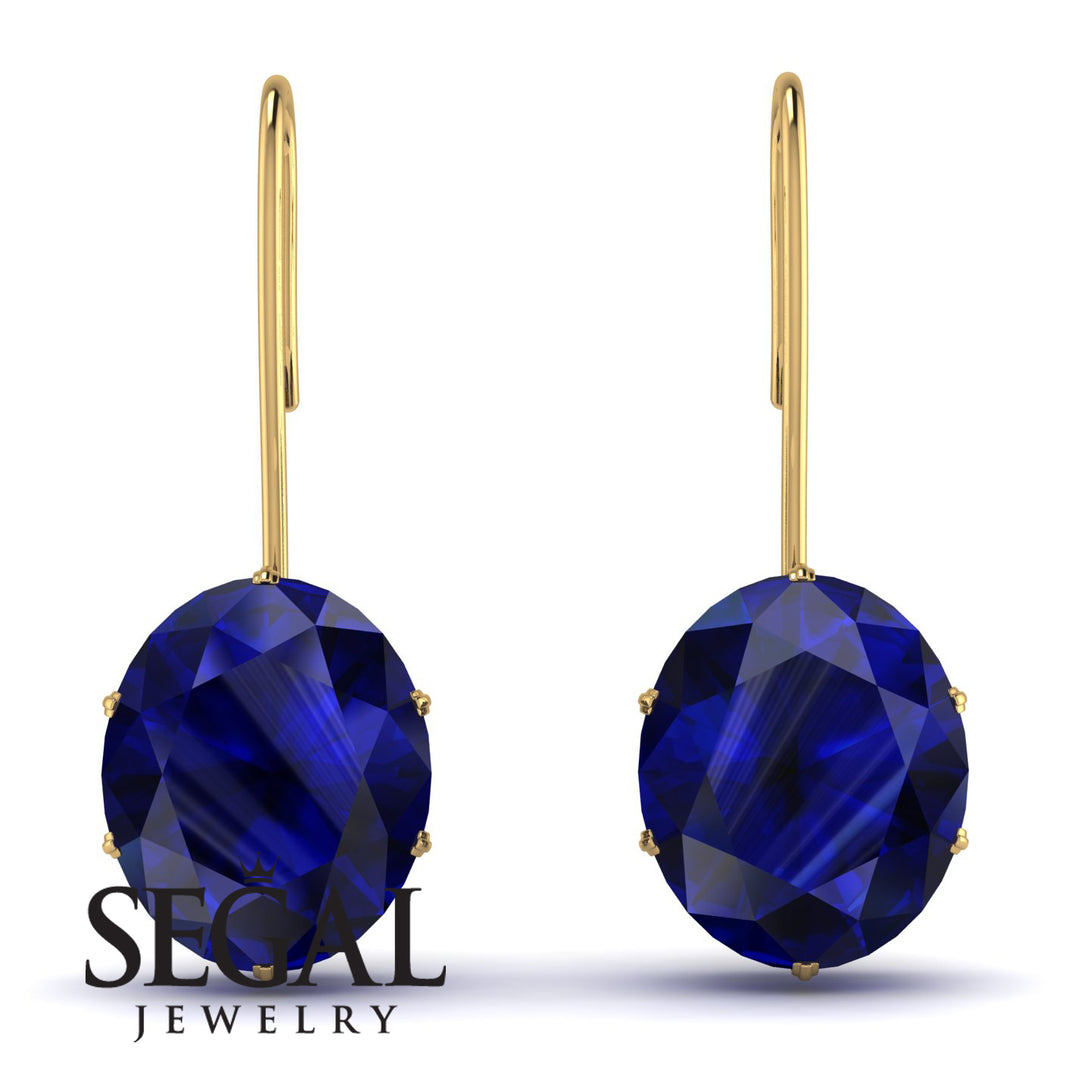 Oval Hidden Halo Sapphire Earrings - Gemma No. 28