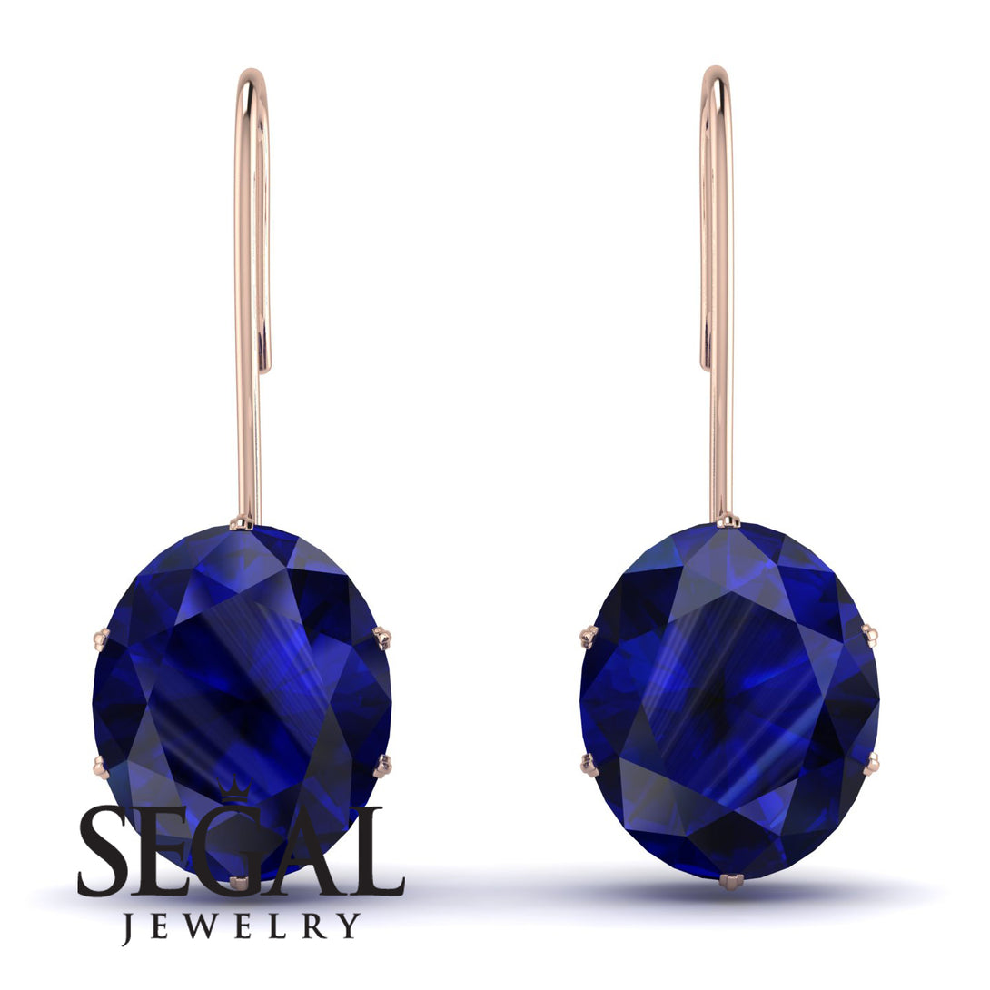 Oval Hidden Halo Sapphire Earrings - Gemma No. 59