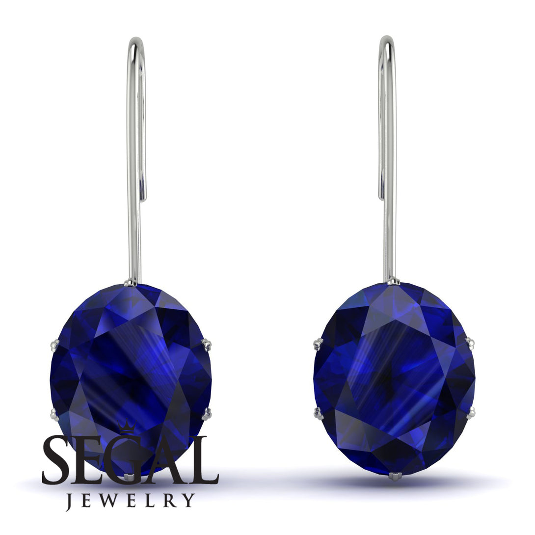 Oval Hidden Halo Sapphire Earrings - Gemma No. 15