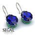 Oval Hidden Halo Sapphire Earrings - Gemma No. 30