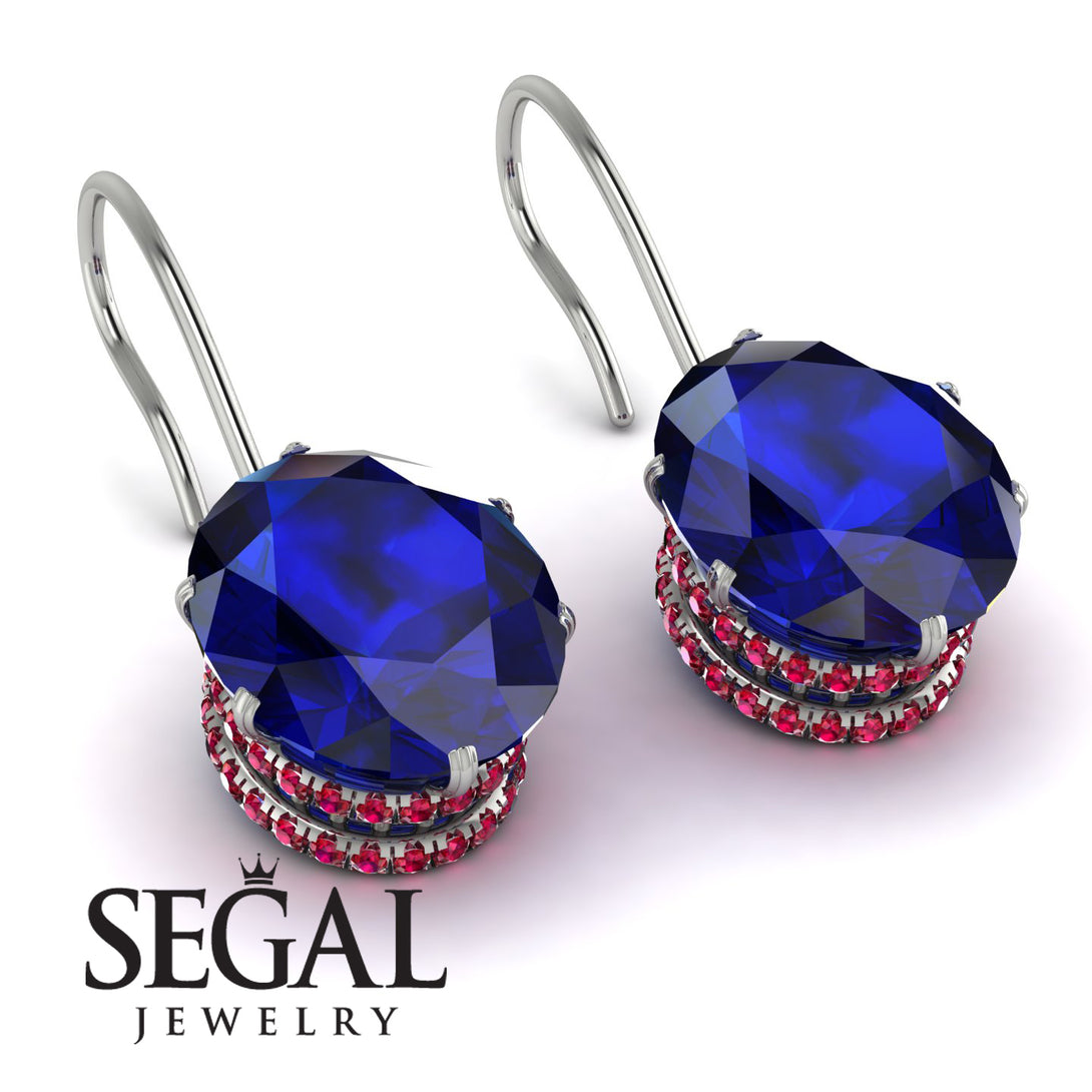 Oval Hidden Halo Sapphire Earrings - Gemma No. 60