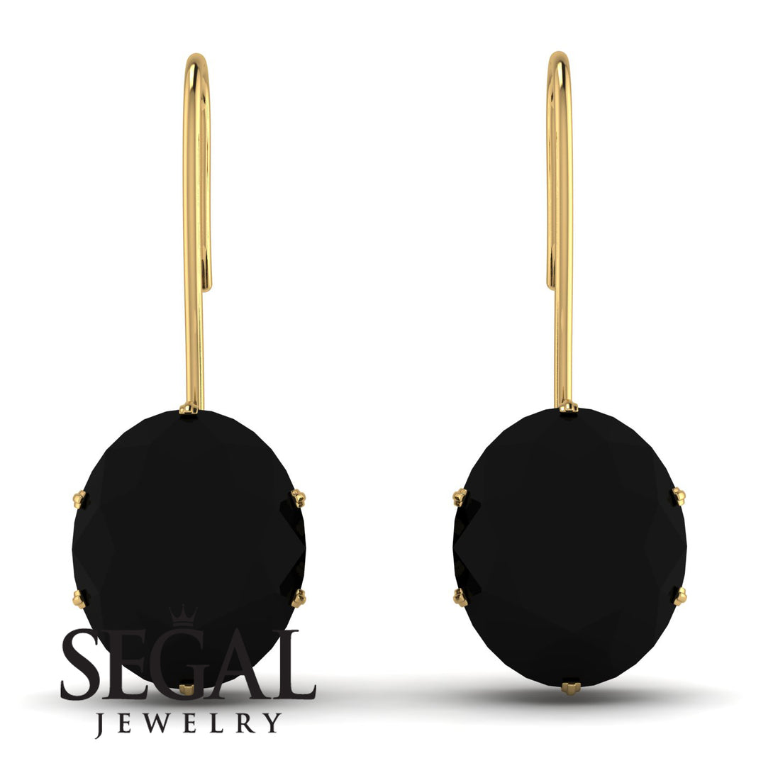Oval Hidden Halo Black Diamond Earrings - Gemma No. 52