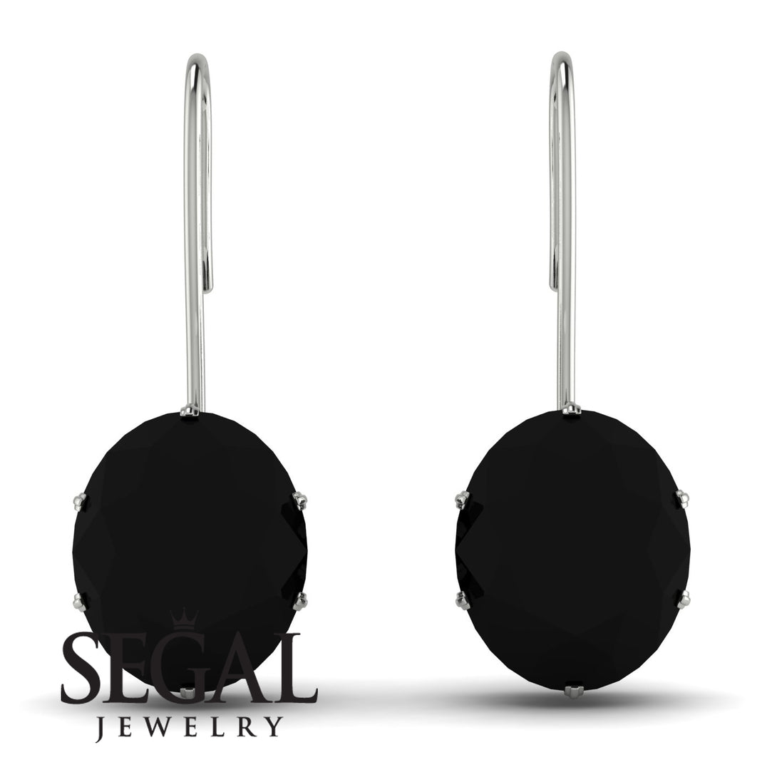 Oval Hidden Halo Black Diamond Earrings - Gemma No. 69