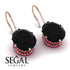 Oval Hidden Halo Black Diamond Earrings - Gemma No. 53