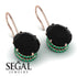 Oval Hidden Halo Black Diamond Earrings - Gemma No. 23