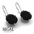 Oval Hidden Halo Black Diamond Earrings - Gemma No. 9