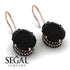 Oval Hidden Halo Black Diamond Earrings - Gemma No. 38