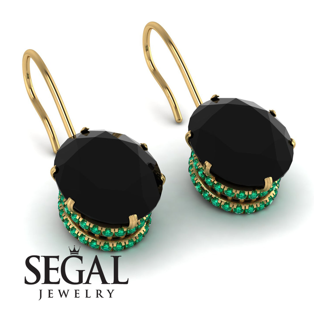 Oval Hidden Halo Black Diamond Earrings - Gemma No. 22