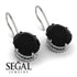 Oval Hidden Halo Black Diamond Earrings - Gemma No. 9