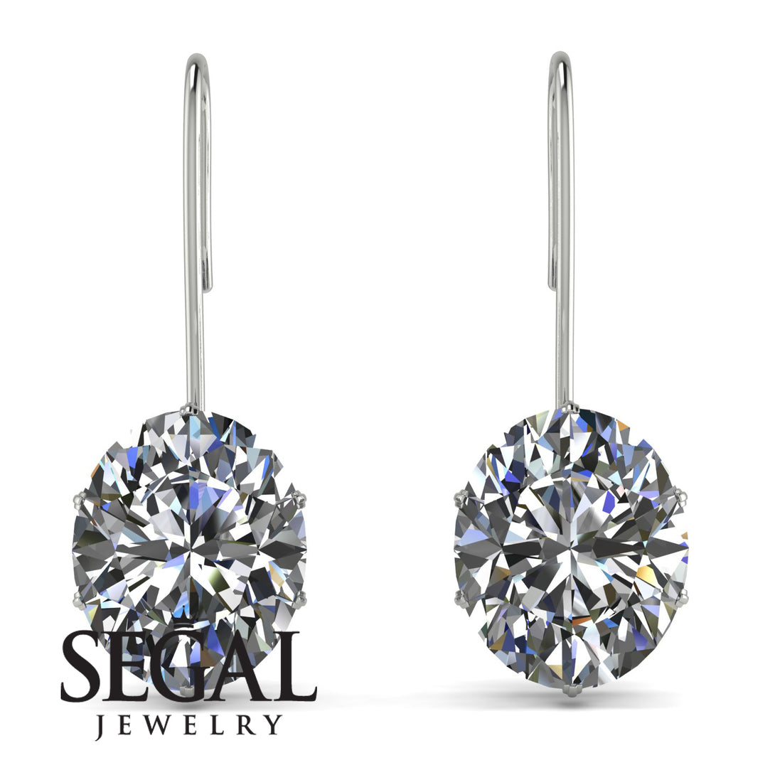 Oval Hidden Halo Diamond Earrings - Gemma No. 18