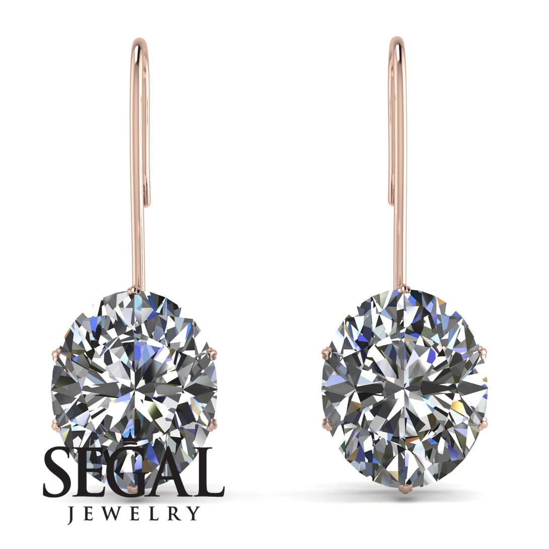 Oval Hidden Halo Diamond Earrings - Gemma No. 47