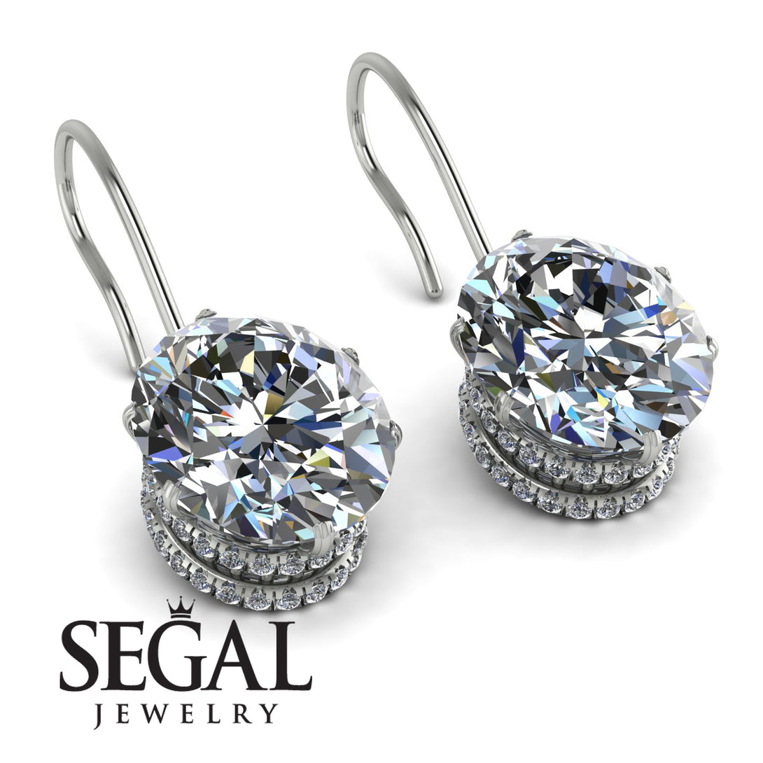 Oval Hidden Halo Diamond Earrings - Gemma No. 3