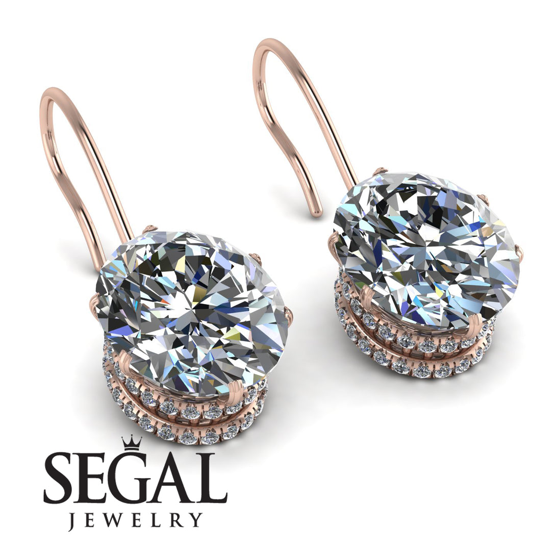 Oval Hidden Halo Diamond Earrings - Gemma No. 2