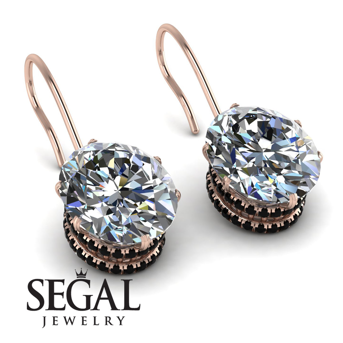 Oval Hidden Halo Diamond Earrings - Gemma No. 32