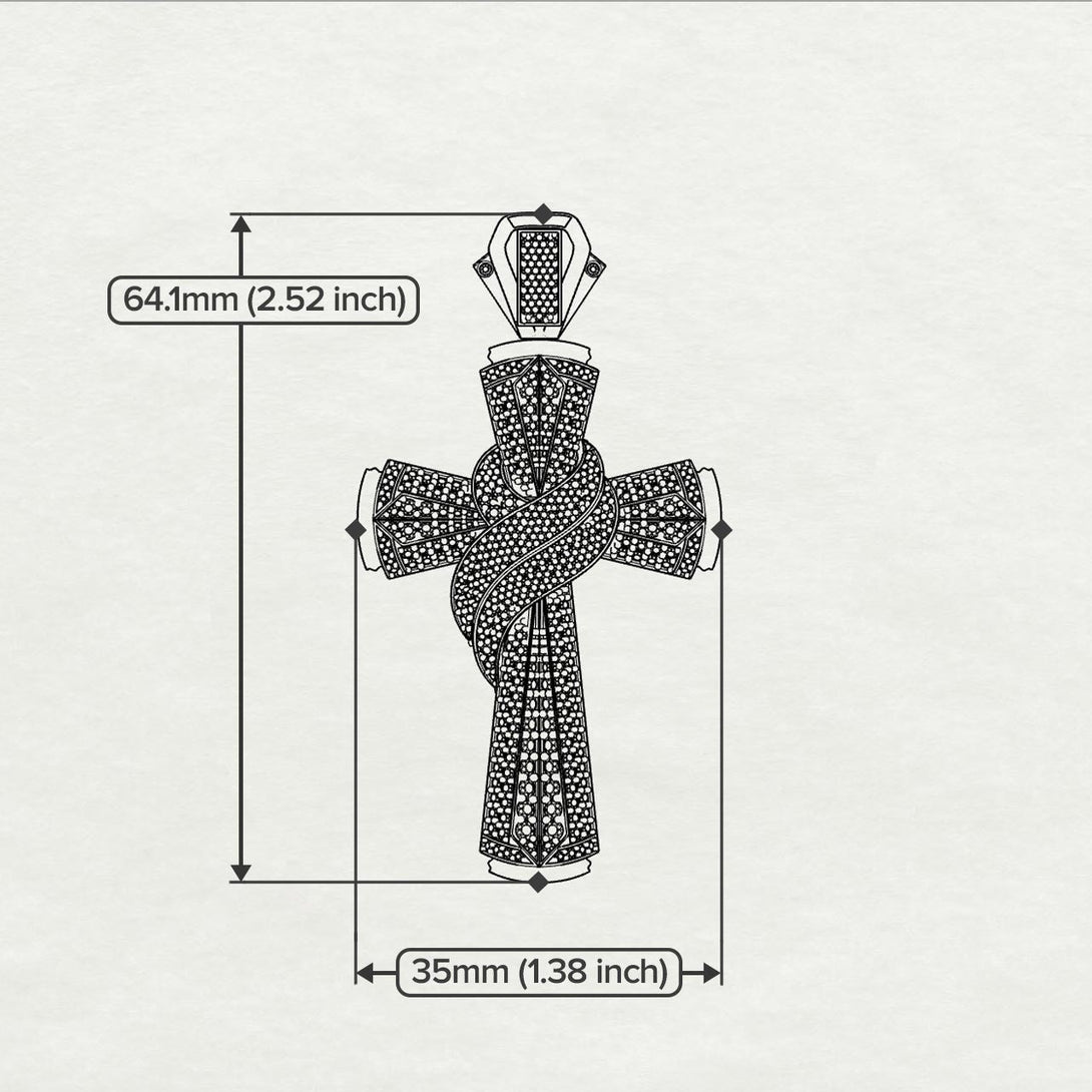 Unique Swirling Diamond Cross Pendant - Patrick No. 1