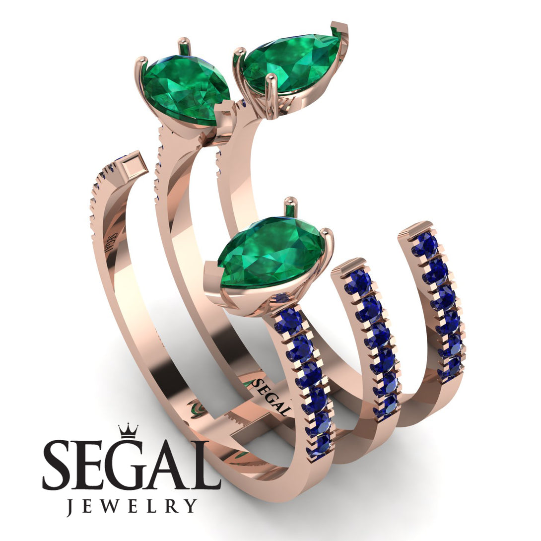 Pear Shape Emerald Glam Open Ring - Quinn No. 65