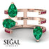 Pear Shape Emerald Glam Open Ring - Quinn No. 50