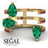 Pear Shape Emerald Glam Open Ring - Quinn No. 49