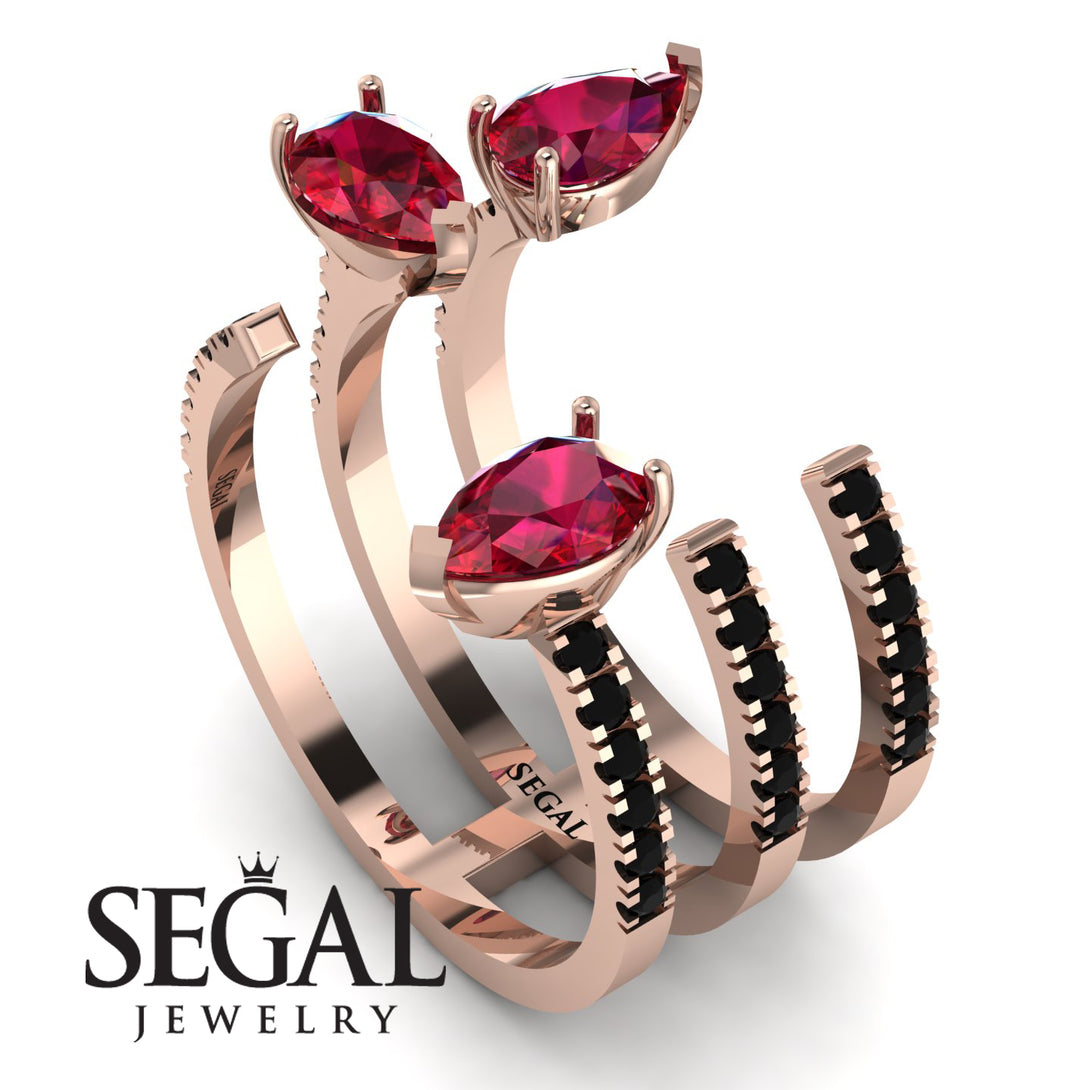 Pear Shape Ruby Glam Open Ring - Quinn No. 41