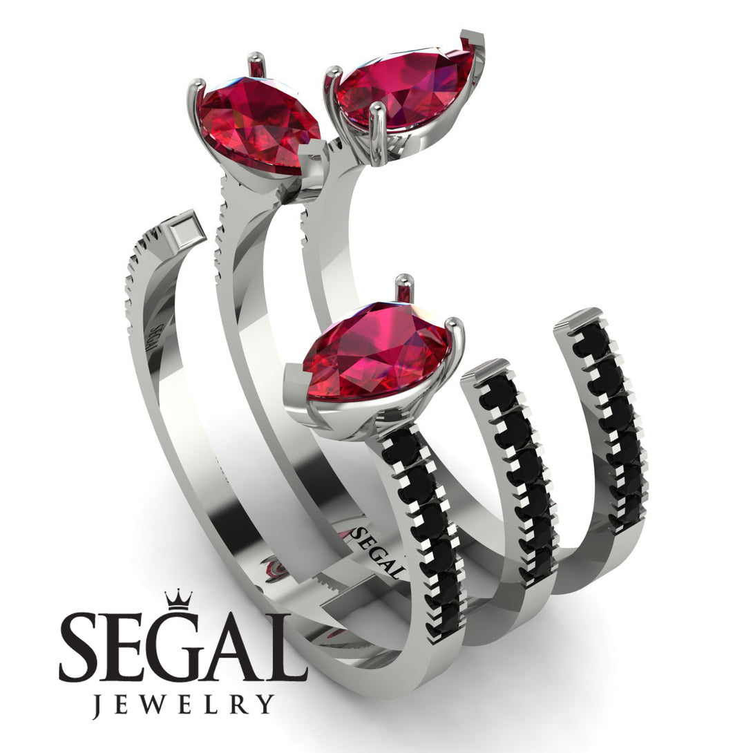 Pear Shape Ruby Glam Open Ring - Quinn No. 42