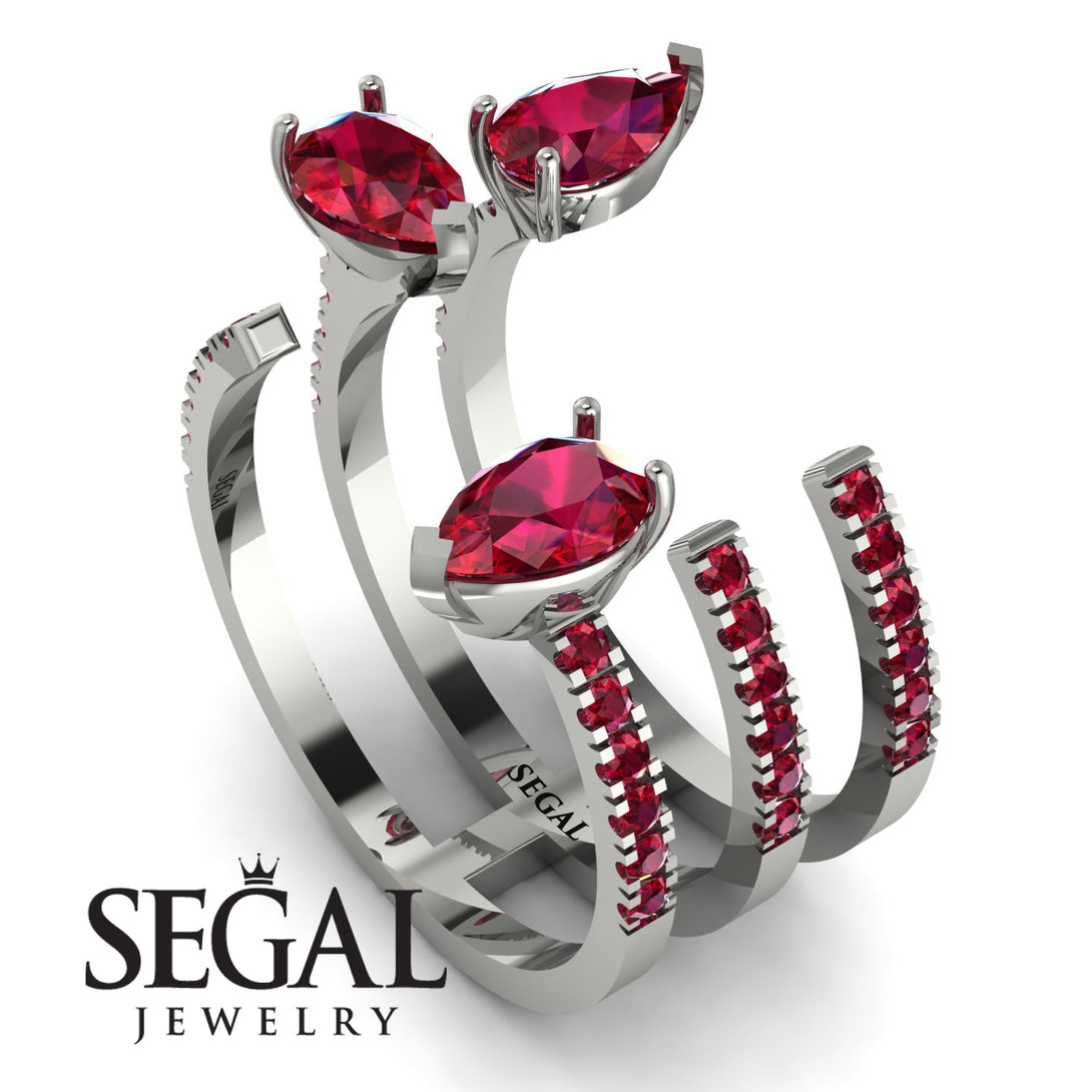 Pear Shape Ruby Glam Open Ring - Quinn No. 57