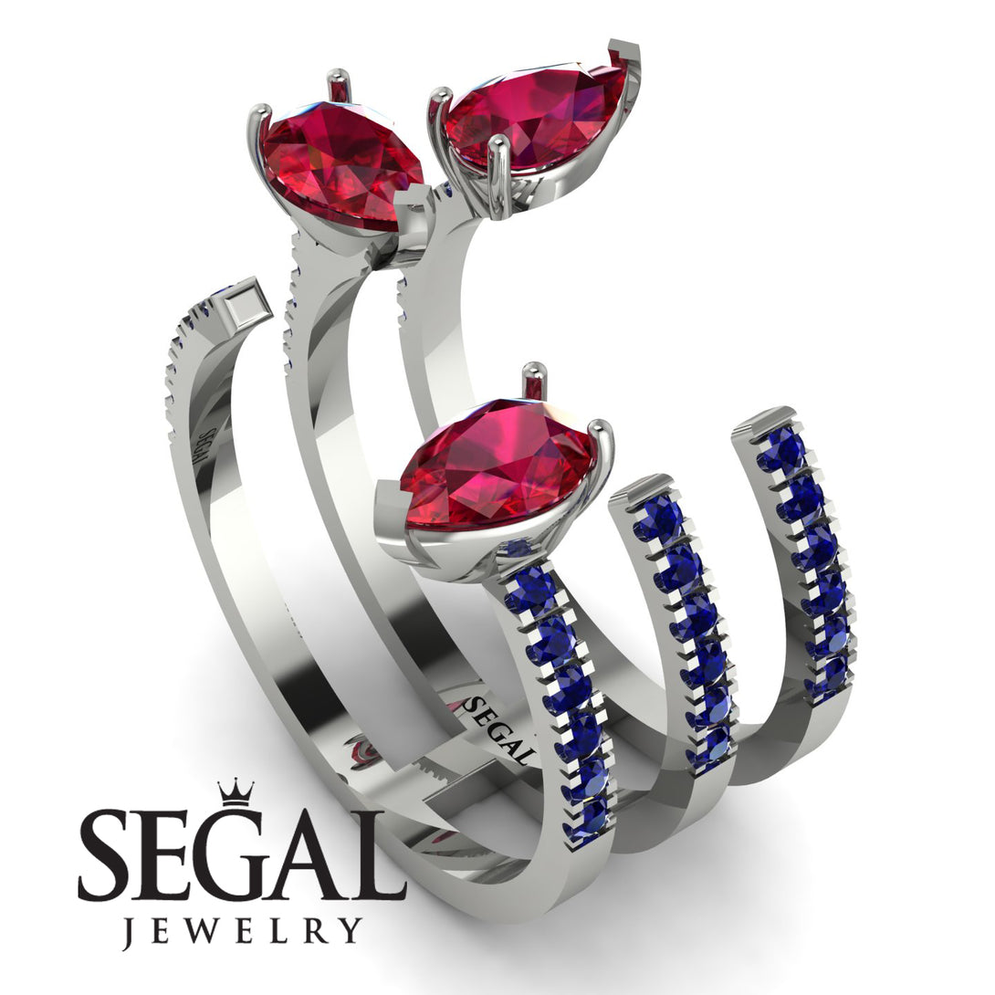 Pear Shape Ruby Glam Open Ring - Quinn No. 72