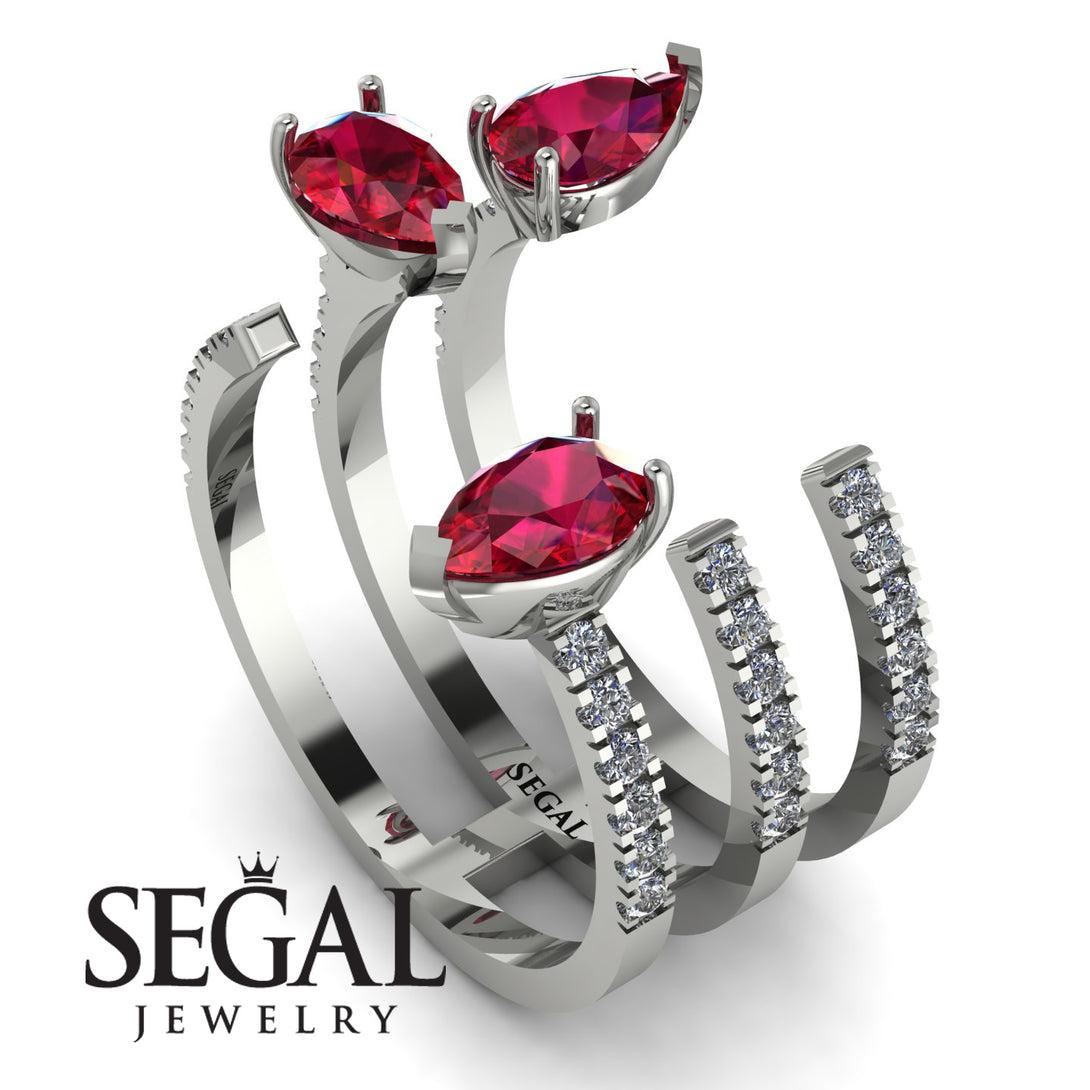 Pear Shape Ruby Glam Open Ring - Quinn No. 12