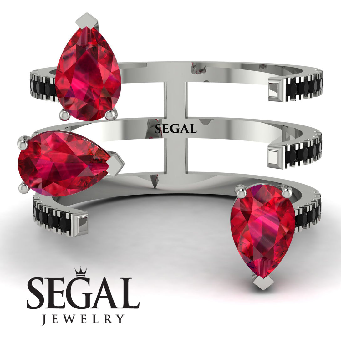 Pear Shape Ruby Glam Open Ring - Quinn No. 42