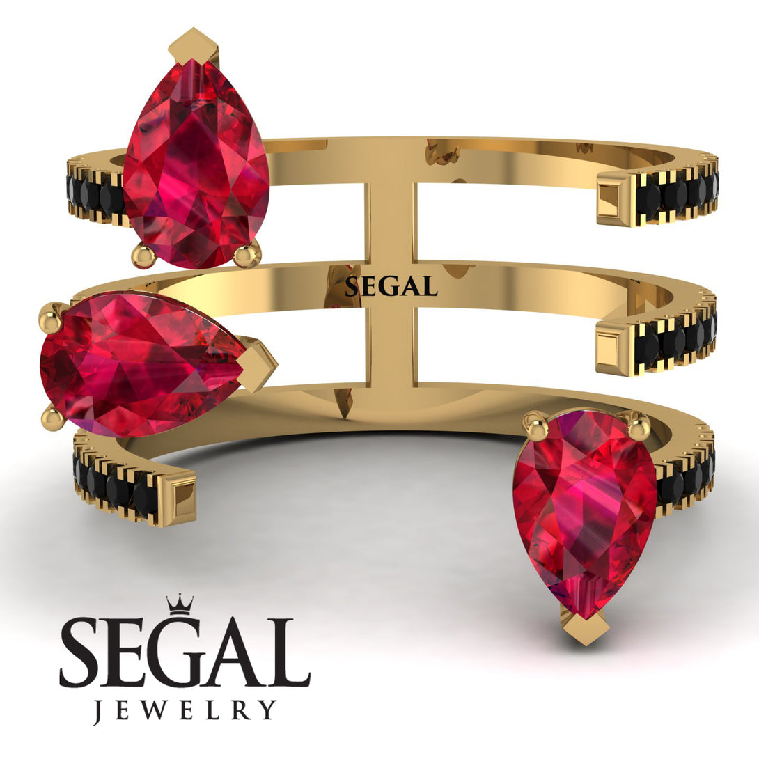 Pear Shape Ruby Glam Open Ring - Quinn No. 40
