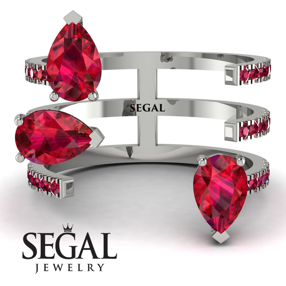 Pear Shape Ruby Glam Open Ring - Quinn No. 57