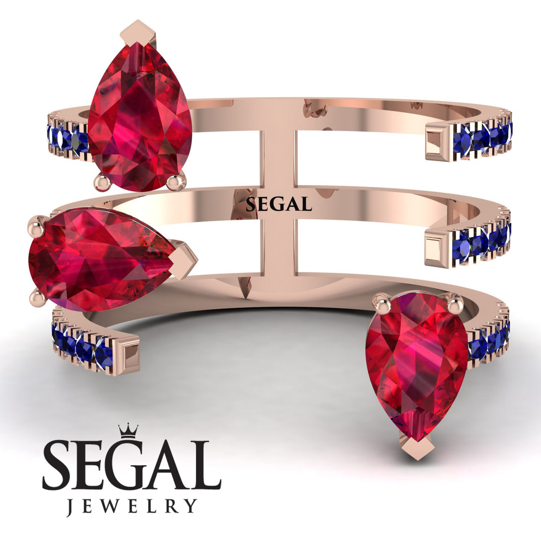 Pear Shape Ruby Glam Open Ring - Quinn No. 71