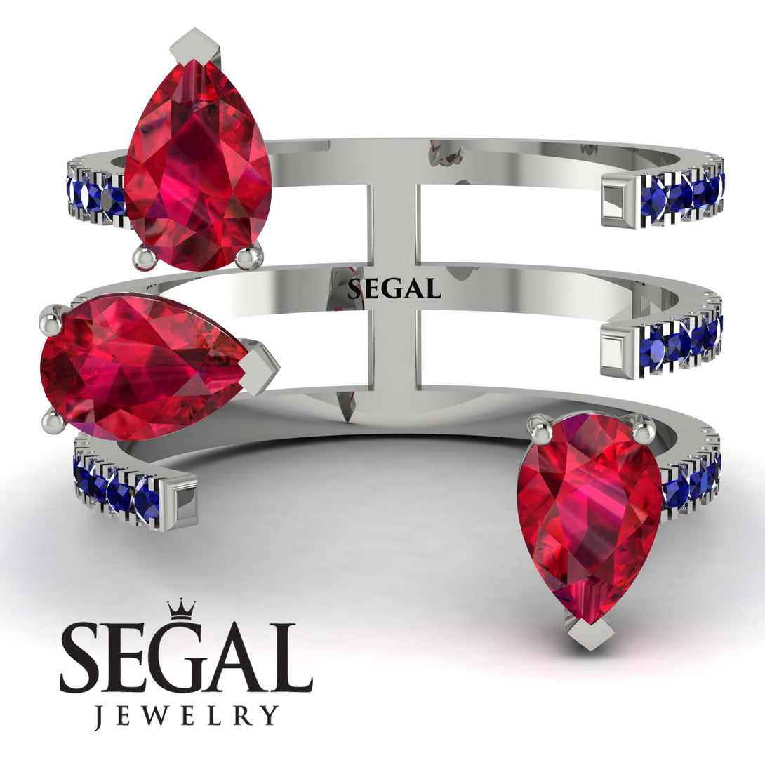 Pear Shape Ruby Glam Open Ring - Quinn No. 72