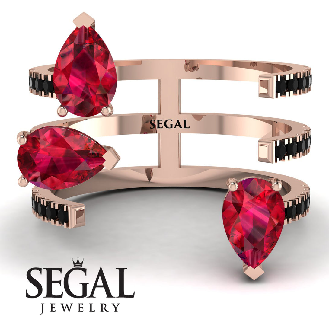 Pear Shape Ruby Glam Open Ring - Quinn No. 41