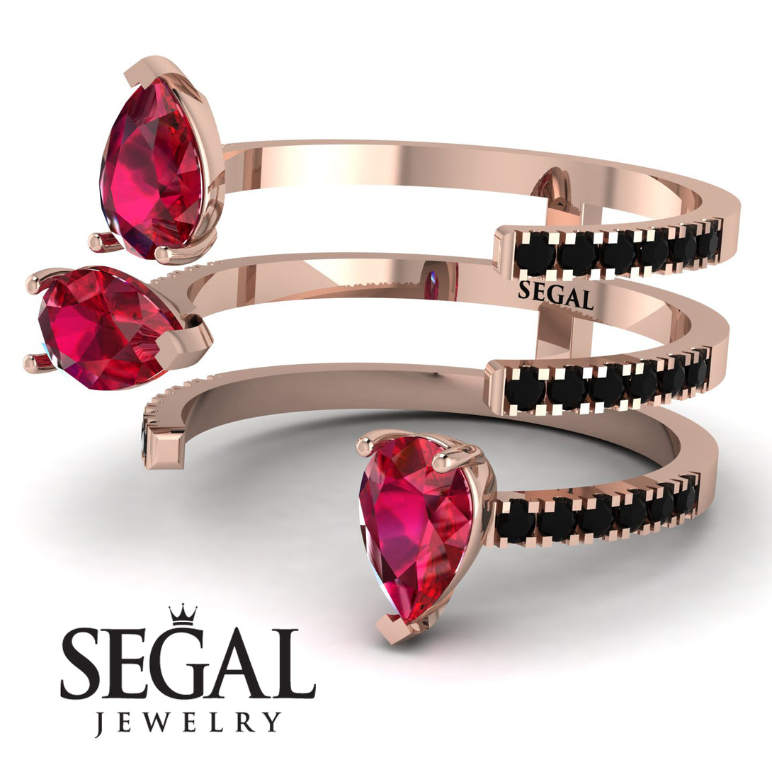 Pear Shape Ruby Glam Open Ring - Quinn No. 41