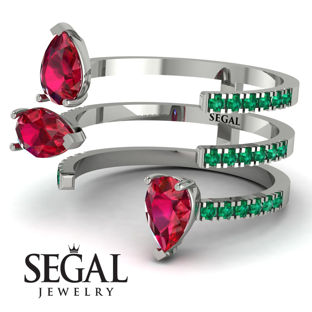 Pear Shape Ruby Glam Open Ring - Quinn No. 27